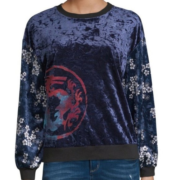 Disney Princess Tops - ❤️ NEW Disney Princess Sweatshirt Top Blue Floral Velour Size Large